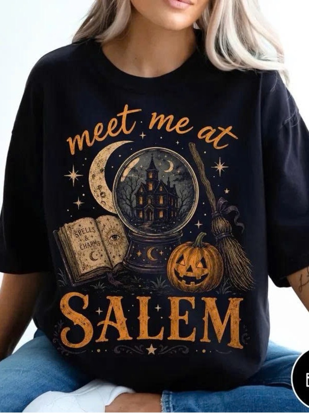 Meet Me at Salem Halloween Graphic Tee - Black